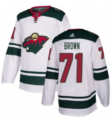 Men's Adidas Minnesota Wild #71 J T  Brown Authentic White Away NHL Jersey