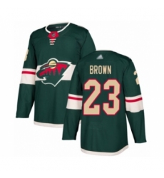 Men's Minnesota Wild #23 J.T. Brown Authentic Green Home Hockey Jersey