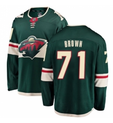 Men's Minnesota Wild #71 J T  Brown Authentic Green Home Fanatics Branded Breakaway NHL Jersey