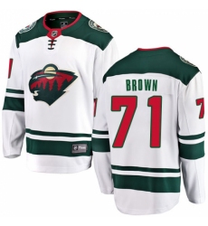 Men's Minnesota Wild #71 J T  Brown Authentic White Away Fanatics Branded Breakaway NHL Jersey