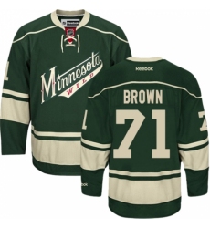 Men's Reebok Minnesota Wild #71 J T  Brown Premier Green Third NHL Jersey