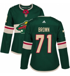 Women's Adidas Minnesota Wild #71 J T  Brown Premier Green Home NHL Jersey