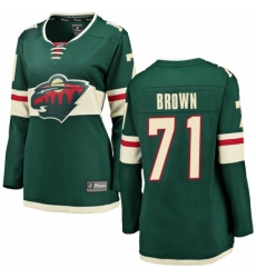 Women's Minnesota Wild #71 J T  Brown Authentic Green Home Fanatics Branded Breakaway NHL Jersey