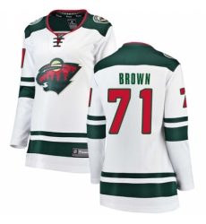 Women's Minnesota Wild #71 J T  Brown Authentic White Away Fanatics Branded Breakaway NHL Jersey