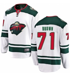 Youth Minnesota Wild #71 J T  Brown Authentic White Away Fanatics Branded Breakaway NHL Jersey
