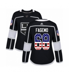 Women's Los Angeles Kings #68 Samuel Fagemo Authentic Black USA Flag Fashion Hockey Jersey
