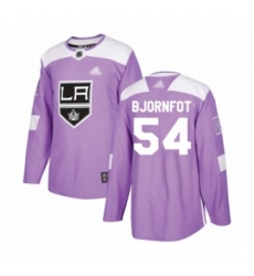 Men's Los Angeles Kings #54 Tobias Bjornfot Authentic Purple Fights Cancer Practice Hockey Jersey