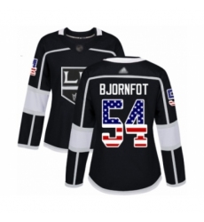 Women's Los Angeles Kings #54 Tobias Bjornfot Authentic Black USA Flag Fashion Hockey Jersey