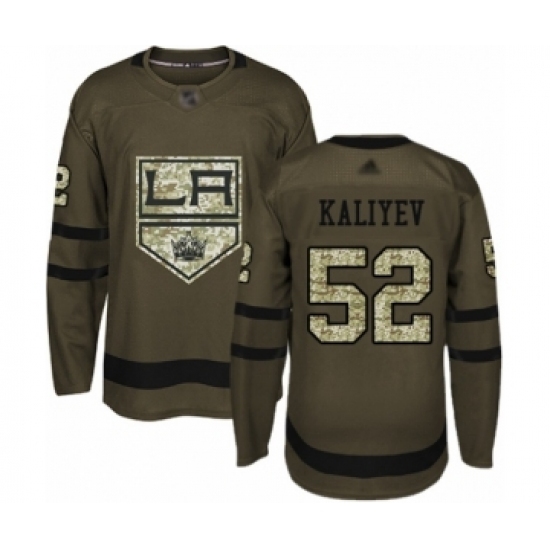 Men's Los Angeles Kings #52 Arthur Kaliyev Authentic Green Salute to Service Hockey Jersey Men's Los Angeles Kings #52 Arthur Kaliyev Authentic Green Salute to Service Hockey Jersey