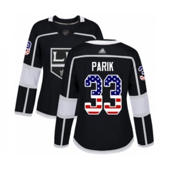 Women's Los Angeles Kings #33 Lukas Parik Authentic Black USA Flag Fashion Hockey Jersey Women's Los Angeles Kings #33 Lukas Parik Authentic Black USA Flag Fashion Hockey Jersey