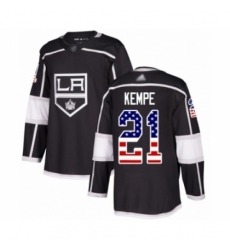 Men's Los Angeles Kings #21 Mario Kempe Authentic Black USA Flag Fashion Hockey Jersey