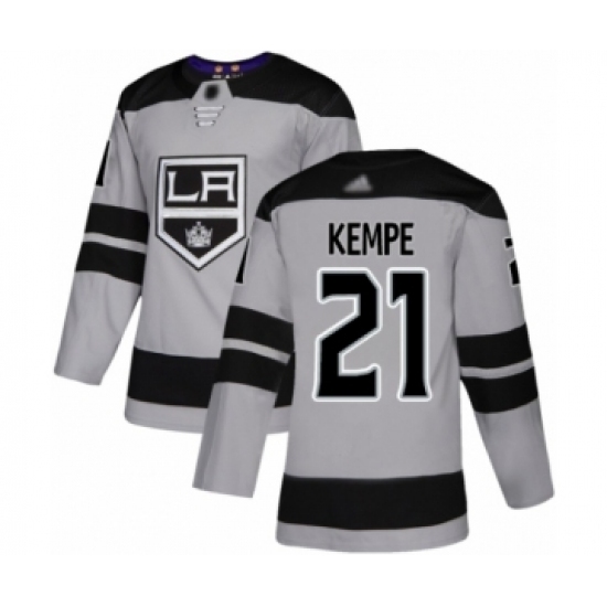 Men's Los Angeles Kings #21 Mario Kempe Authentic Gray Alternate Hockey Jersey Men's Los Angeles Kings #21 Mario Kempe Authentic Gray Alternate Hockey Jersey
