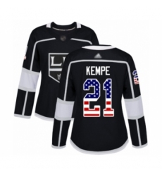Women's Los Angeles Kings #21 Mario Kempe Authentic Black USA Flag Fashion Hockey Jersey Women's Los Angeles Kings #21 Mario Kempe Authentic Black USA Flag Fashion Hockey Jersey