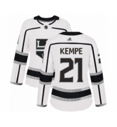 Women's Los Angeles Kings #21 Mario Kempe Authentic White Away Hockey Jersey