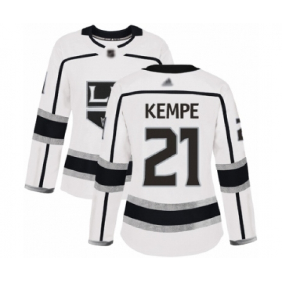 Women's Los Angeles Kings #21 Mario Kempe Authentic White Away Hockey Jersey Women's Los Angeles Kings #21 Mario Kempe Authentic White Away Hockey Jersey