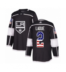 Men's Los Angeles Kings #2 Paul LaDue Authentic Black USA Flag Fashion Hockey Jersey