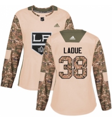 Women's Adidas Los Angeles Kings #38 Paul LaDue Authentic Camo Veterans Day Practice NHL Jersey
