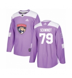 Men's Florida Panthers #79 Cole Schwindt Authentic Purple Fights Cancer Practice Hockey Jersey