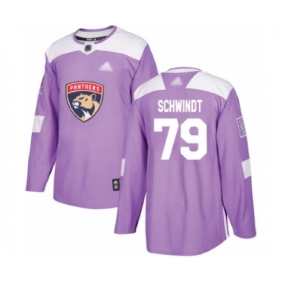 Men's Florida Panthers #79 Cole Schwindt Authentic Purple Fights Cancer Practice Hockey Jersey Men's Florida Panthers #79 Cole Schwindt Authentic Purple Fights Cancer Practice Hockey Jersey