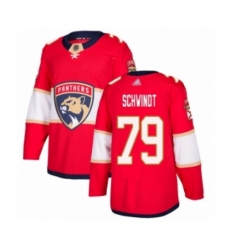 Men's Florida Panthers #79 Cole Schwindt Authentic Red Home Hockey Jersey