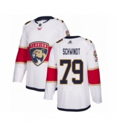 Men's Florida Panthers #79 Cole Schwindt Authentic White Away Hockey Jersey