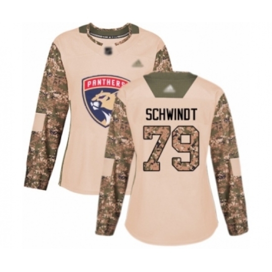 Women's Florida Panthers #79 Cole Schwindt Authentic Camo Veterans Day Practice Hockey Jersey Women's Florida Panthers #79 Cole Schwindt Authentic Camo Veterans Day Practice Hockey Jersey