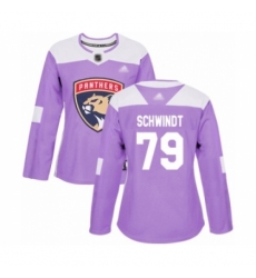Women's Florida Panthers #79 Cole Schwindt Authentic Purple Fights Cancer Practice Hockey Jersey