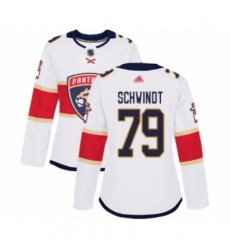 Women's Florida Panthers #79 Cole Schwindt Authentic White Away Hockey Jersey