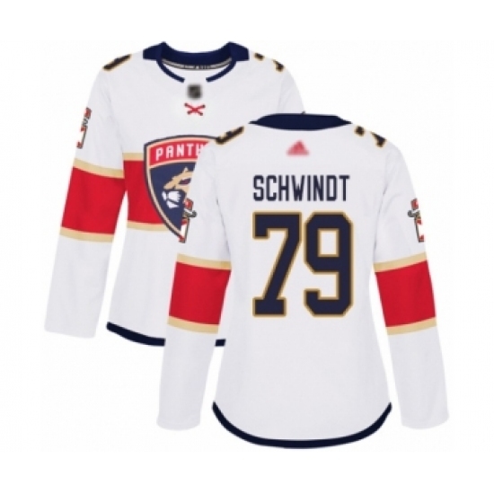 Women's Florida Panthers #79 Cole Schwindt Authentic White Away Hockey Jersey Women's Florida Panthers #79 Cole Schwindt Authentic White Away Hockey Jersey