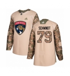 Youth Florida Panthers #79 Cole Schwindt Authentic Camo Veterans Day Practice Hockey Jersey