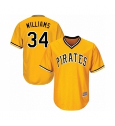 Youth Pittsburgh Pirates #34 Trevor Williams Authentic Gold Alternate Cool Base Baseball Player Jersey