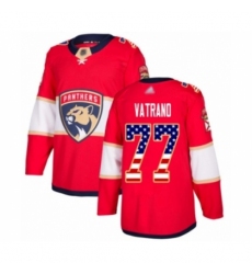 Youth Florida Panthers #77 Frank Vatrano Authentic Red USA Flag Fashion Hockey Jersey