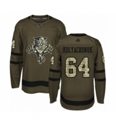Men's Florida Panthers #64 Vladislav Kolyachonok Authentic Green Salute to Service Hockey Jersey
