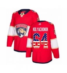 Men's Florida Panthers #64 Vladislav Kolyachonok Authentic Red USA Flag Fashion Hockey Jersey