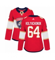 Women's Florida Panthers #64 Vladislav Kolyachonok Authentic Red Home Hockey Jersey