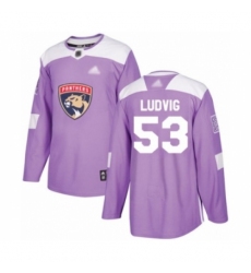 Men's Florida Panthers #53 John Ludvig Authentic Purple Fights Cancer Practice Hockey Jersey