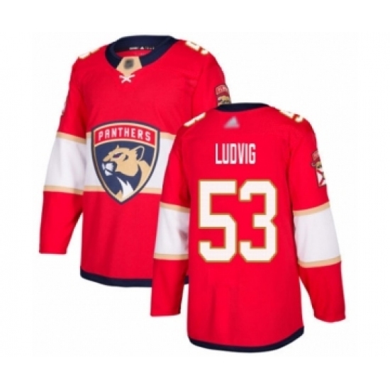 Men's Florida Panthers #53 John Ludvig Authentic Red Home Hockey Jersey Men's Florida Panthers #53 John Ludvig Authentic Red Home Hockey Jersey