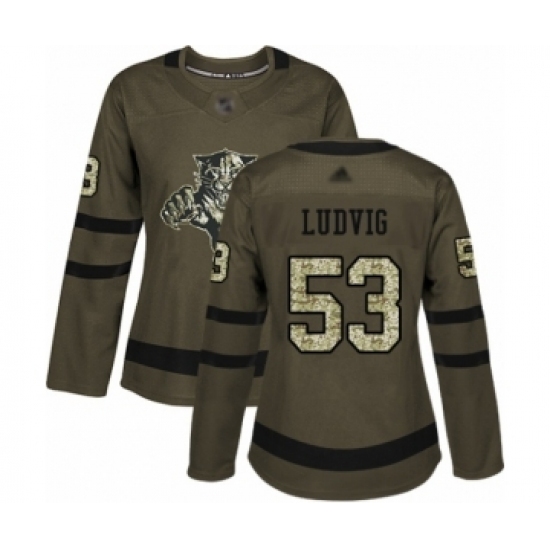 Women's Florida Panthers #53 John Ludvig Authentic Green Salute to Service Hockey Jersey Women's Florida Panthers #53 John Ludvig Authentic Green Salute to Service Hockey Jersey