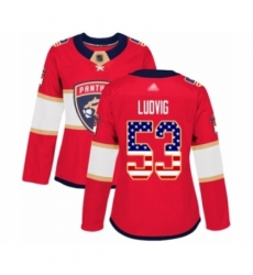Women's Florida Panthers #53 John Ludvig Authentic Red USA Flag Fashion Hockey Jersey Women's Florida Panthers #53 John Ludvig Authentic Red USA Flag Fashion Hockey Jersey