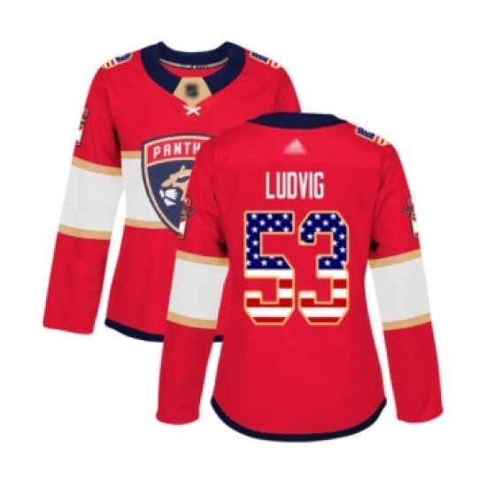 Women's Florida Panthers #53 John Ludvig Authentic Red USA Flag Fashion Hockey Jersey Women's Florida Panthers #53 John Ludvig Authentic Red USA Flag Fashion Hockey Jersey