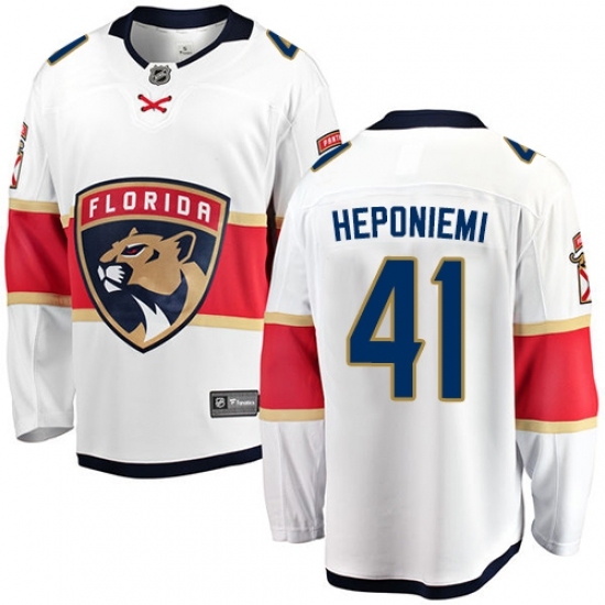 Men's Florida Panthers #41 Aleksi Heponiemi Fanatics Branded White Away Breakaway NHL Jersey Men's Florida Panthers #41 Aleksi Heponiemi Fanatics Branded White Away Breakaway NHL Jersey