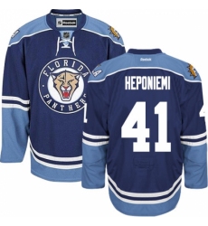 Men's Reebok Florida Panthers #41 Aleksi Heponiemi Premier Navy Blue Third NHL Jersey