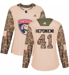 Women's Adidas Florida Panthers #41 Aleksi Heponiemi Authentic Camo Veterans Day Practice NHL Jersey
