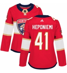 Women's Adidas Florida Panthers #41 Aleksi Heponiemi Authentic Red Home NHL Jersey
