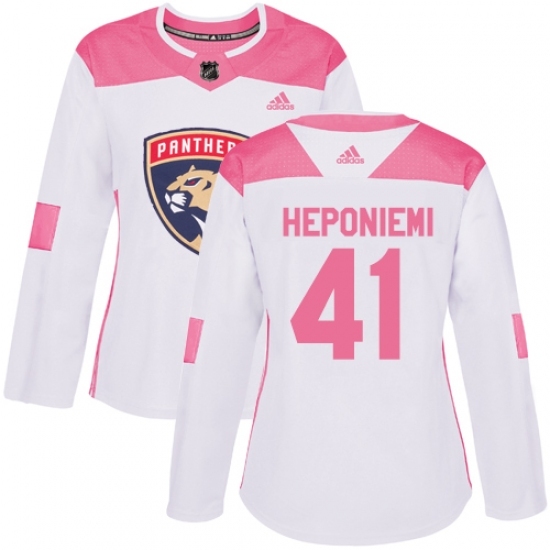 Women's Adidas Florida Panthers #41 Aleksi Heponiemi Authentic White/Pink Fashion NHL Jersey Women's Adidas Florida Panthers #41 Aleksi Heponiemi Authentic White/Pink Fashion NHL Jersey