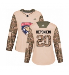 Women's Florida Panthers #20 Aleksi Heponiemi Authentic Camo Veterans Day Practice Hockey Jersey