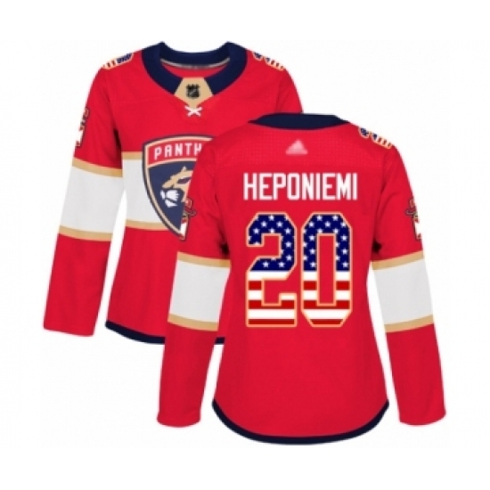 Women's Florida Panthers #20 Aleksi Heponiemi Authentic Red USA Flag Fashion Hockey Jersey Women's Florida Panthers #20 Aleksi Heponiemi Authentic Red USA Flag Fashion Hockey Jersey
