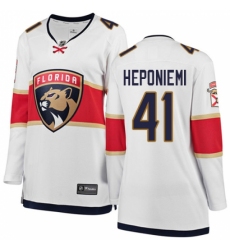 Women's Florida Panthers #41 Aleksi Heponiemi Authentic White Away Fanatics Branded Breakaway NHL Jersey