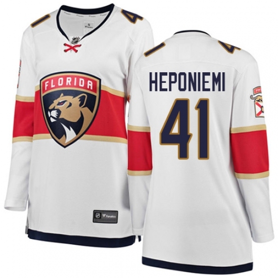 Women's Florida Panthers #41 Aleksi Heponiemi Authentic White Away Fanatics Branded Breakaway NHL Jersey Women's Florida Panthers #41 Aleksi Heponiemi Authentic White Away Fanatics Branded Breakaway NHL Jersey