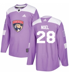 Men's Adidas Florida Panthers #28 Serron Noel Authentic Purple Fights Cancer Practice NHL Jersey